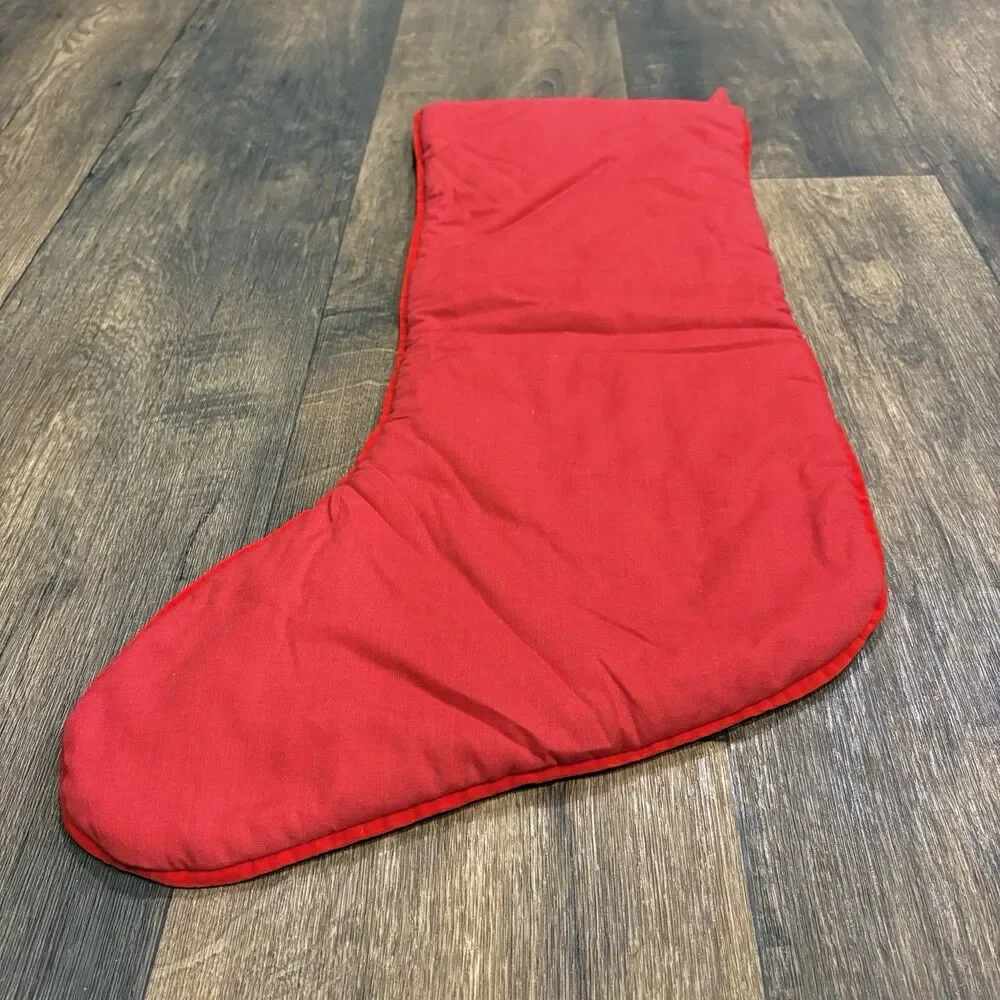 L'art de Chine Embroidered Santa Reindeer Christmas Stocking Red Green 23